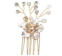 Fuhjythy Gioielli per capelli Donne Pettine di Sposa Accessori per capelli Fatti a mano da sposa Fiore Capelli pettine Copricapo