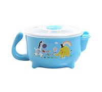Fuhjythy Isolamento in acciaio per bambini 410ML ciotola di isolamento per l'acqua del bambino per bambini isolamento caldo e a doppio uso ciotola di bambino Blu