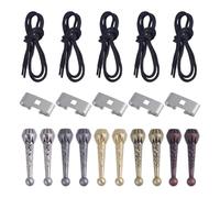 Fuhjythy Kit per Realizzare Cravatte Bolo 20 Pezzi, Terminali Cordone Metallico, Kit DIY per Realizzare Cravatte Bolo con Estremità In Cordone In Lega, Fibbia Scorrevole per Cravatte Bolo