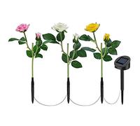Fuhjythy Lampada da Giardino Solare per Esterni con Illuminazione Solare un LED un 6 Rose per Giardino, Terrazza (, Rosa e Giallo)