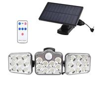Fuhjythy Luce Solare Esterna 300LM 138 LED Luce Solare A Sensori di Movimento 300LM 138 LED Suddivisa Luce Solare da Giardino A 3 Teste LED Flood Light IP65 Impermeabile per Giardino Esterno