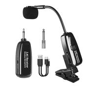 Fuhjythy Microfono Wireless per Sassofono, Trasmettitore e Ricevitore 2.4G per Strumenti A Fiato, Portata 164 Piedi, Plug & Play