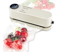Fuhjythy Mini Sigillatrice Sottovuoto Sigillatrice Sottovuoto Portatile per Alimenti Sigillatrice Sottovuoto da Viaggio Beige