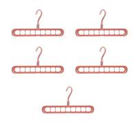 Fuhjythy Organizzatore per Appendini Magici, Appendiabiti Antiscivolo, Appendiabiti Pieghevoli per, Confezione Da 5 Appendini Standard con 9 Fori, Rosa