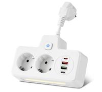 Fuhjythy Presa EU Presa Multipla Presa A Muro Spina di Espansione PD QC3.0 Ricarica Rapida Multitap Carica USB con Interruttori () Durevole
