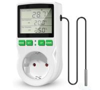 Fuhjythy Presa Termostato Presa Regolatore Temperatura Digitale 16A, Schermo LCD Riscaldamento e Raffreddamento Termostato Rettile Spina UE