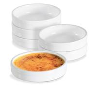 Fuhjythy Ramekins da 4 Once, Creme Brulee Ramekins In Ceramica Adatti al Forno, Teglie per Soufflé Basse per La Cottura Della Crema Pasticcera, Teglie per Quiche, Confezione da 6