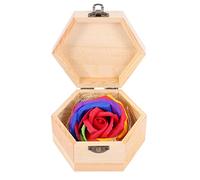 Fuhjythy Regalo di San- del Partito Della Scatola di Forma Esagonale di Legno Multicolore di Rose Flower Soap, Rosso