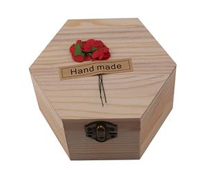 Fuhjythy Regalo di San- del Partito Della Scatola di Forma Esagonale di Legno Multicolore di Rose Flower Soap, Rosa