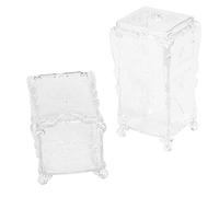 Fuhjythy Scatola Immagazzinaggio Operata Della 'Organizzatore del Cuscinetto di Cotone di Trucco 2Pcs per Gli Strumenti di Trucco del Cotone Della Pulitura, Trasparente