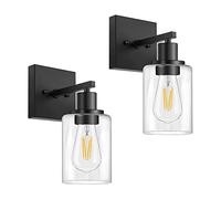 Fuhjythy Set di Due Applique da Parete, Luci da Toeletta Nere Opache per Bagno, Lampade da Parete Moderne (Lampadine)