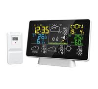 Fuhjythy Stazione Meteorologica LCD Termometro Digitale Wireless Termoigrometro per Interni/Esterni con Sensore Esterno Wireless Spina UE Facile da Installare Facile da Usare