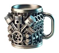 Fuhjythy Tazza da Caffè In Acciaio Inossidabile con Manico Isolato per Appassionati di Auto - Motore V6.