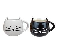 Fuhjythy Tazze Da Caffè Cat Interessanti Tazze Da Caffè Cat In e Nero per il Tè Divertenti Tazze In Ceramica Design Carino Tazze Bianche Facile Da Pulire e Asciugare