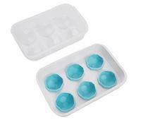 Fuhjythy Vassoio per Cubetti Ghiaccio con Coperchio, Creatore Palline di Ghiaccio Calcio, Stampo per Cubetti Ghiaccio un Sfera Facile da Rilasciare, 6 Palloni di Ghiaccio per Whisky