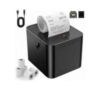 Fuhuihe 58 mm, stampante termica per ricevute USB, 5 rotoli di carta, compatibile con IOS/Android/Windows, nero