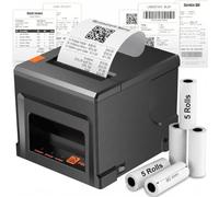 Fuhuihe Stampante POS Termica 80mm con Taglierina Automatica e 5 Rotoli di Carta - 300mm/s per PC Windows, USB LAN Bluetooth