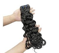 FUIBEJAE 1 Pacco di Capelli Umani Ricci Italiani Bagnati e Mossi Pacchi di Capelli Umani Brasiliani Remy Non Trattati Estensioni di Intreccio Riccio Capelli Naturali Neri per Donne,28inch