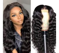 FUIBEJAE 13X4 HD Parrucche Frontali in Pizzo Ondulate Ricce Deep, Capelli Umani, Densità 150%, Parrucca Brasiliana Vergine Bagnata e Mossa Pineapple Wave per Donne Nere, 1B#,Naturale,22inch