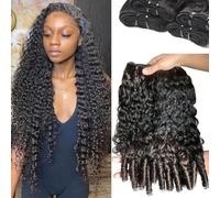 FUIBEJAE 1B# Fodere di Capelli Umani Afro Kinky Ricci Non Trattati Capelli Vergini Tessitura Doppia Estensioni di Capelli Morbidi Ricci per Donne Nere,30inch