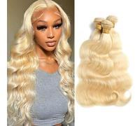 FUIBEJAE 613# Onde Dorate del Corpo 3 Pacchi di Capelli Umani Vergini Brasiliani Remy Non Lavorati Estensioni di Capelli Tessitura Veloce per Donne Nere,18 20 22inch