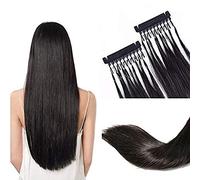 FUIBEJAE 6D 1Nd Generation Estensioni Reali Dei Capelli Umani 6D Hair Extension Machine Collegamento rapido No Track Groove Ai capelli della testa per le donne 10 righe,Nero,28 INCHES