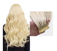 FUIBEJAE 6D 1st Generation Estensioni Dei Capelli Umani 6D Macchina Rapida No Track Groove Connessione Ai Capelli Della Testa Veri Capelli Umani per le donne, Bionde, 10 Righe,12inch