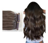 FUIBEJAE 6D Estensioni Dei Capelli Veri Dei Capelli Umani 6D Macchina Veloce No Track Groove Collegamento Ai Capelli Della Testa Per Le Signore E Le Ragazze, 10 Righe,Marrone,16inch