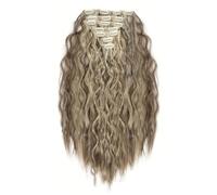 FUIBEJAE 7 pz clip in estensioni dei capelli ondulata ondulata parrucche di capelli morbidi per le donne estensioni dei capelli ricci per il partito quotidiano parrucca cosplay,8h613 28inch