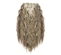 FUIBEJAE 7 pz clip in estensioni dei capelli ondulata ondulata parrucche di capelli morbidi per le donne estensioni dei capelli ricci per il partito quotidiano parrucca cosplay,8h613 20inch