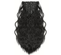 FUIBEJAE 7 pz clip in estensioni dei capelli ondulata ondulata parrucche di capelli morbidi per le donne estensioni dei capelli ricci per il partito quotidiano parrucca cosplay,1b 20inch