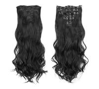 FUIBEJAE 7 pz clip in estensioni dei capelli parrucche ondulate lunghe parrucche di capelli ricci morbidi per le donne estensioni dei capelli ricci per il partito quotidiano parrucca,1b 24 inch