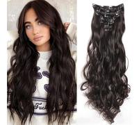 FUIBEJAE 7 pz clip in estensioni dei capelli parrucche ondulate lunghe parrucche di capelli ricci morbidi per le donne estensioni dei capelli ricci per il partito quotidiano parrucca,2# 18 inch