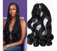 FUIBEJAE 8 PEZZI Estensioni Capelli Intrecciati a Treccia Francese Ricci con Punte Ricce Treccine da Dea Capelli Intrecciati Crochet Treccine da Dea per Donne Nere Uso Quotidiano,1b