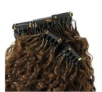 FUIBEJAE Brown 6D 2 Generazioni Estensioni Dei Capelli Leggeri E Senza Cuciture Dei Capelli Umani Onda Dell'acqua Linea Di Estensione Dei Capelli Ricci, Per Cosplay (10 Righe),Marrone,24inch