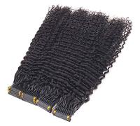 FUIBEJAE Brown 6D 2 Generazioni Estensioni Dei Capelli Leggeri E Senza Cuciture Dei Capelli Umani Onda Dell'acqua Linea Di Estensione Dei Capelli Ricci, Per Cosplay (10 Righe),Nero,14inch
