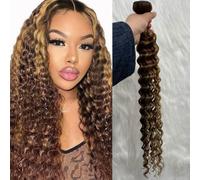 FUIBEJAE Capelli Brasiliani 1 Pacco Capelli Umani Mossi Doppiamente Selezionati Pacchi di Capelli Colore Piano Riflessi Onde Profonde Estensioni di Umani Brasiliani Non Trattati Testa,18inch