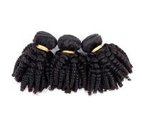 FUIBEJAE Capelli Brasiliani 3 Pacchi con Chiusura, Ricci Corti e Voluminosi, Extension di Capelli Umani Non Trattati, Capelli Brasiliani Naturali per Tutta la Testa,16 18 20+16closure