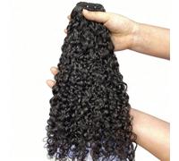 FUIBEJAE Capelli Brasiliani Naturali Neri Pixie Ricci Fatti con Capelli Umani, Meches Brasiliane Remy Non Trattate, Extension di Capelli Umani, Tessitura Lunga e Riccia, Testa Intera,18inch(45cm)