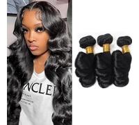 FUIBEJAE Capelli Umani Mossi Allentati 3 Pacchi di Capelli Vergini Brasiliani Non Trattati Mossi Allentati Estensioni di Capelli Umani da Intrecciare Rapidamente Nero Naturale,12 12 12inch