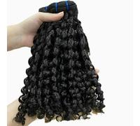 FUIBEJAE Capelli Umani Ricci Pixie 2 Pacchi Lisci e Mossi Capelli Umani Brasiliani Non Lavorati Remy Estensioni di Capelli Ricci Naturali Neri Pacchi di Capelli per Donne Nere,14 14inch