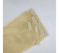 FUIBEJAE Clip in Estensioni Dei Capelli Per Le Donne, Biadesivo Tape-In Pizzo Bionda Brasiliana Dritto Senza Cuciture Clip In Estensioni Capelli Umani, 7 pz Set 16 Clip, Invisibile,18inch (45cm)