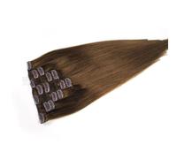 FUIBEJAE clip in estensioni dei capelli per le donne, marrone scuro dritto senza cuciture clip in estensioni capelli umani, 7 pz set 16 clip, invisibile tape-in parrucchini,24inch (60cm)