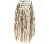 FUIBEJAE Clip in Estensioni dei capelli per le donne, parrucche di capelli ondulati a lunga ondulazione dell'acqua Pezzo di capelli ricci morbidi per il Cosplay, 4 pezzi 11 clip,18h613 28inch