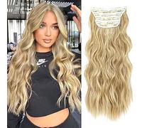FUIBEJAE Clip in Estensioni dei capelli per le donne, parrucche di capelli ondulati a lunga ondulazione dell'acqua Pezzo di capelli ricci morbidi per il Cosplay, 4 pezzi 11 clip,107 28inch