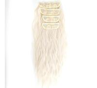 FUIBEJAE Clip in Estensioni dei capelli per le donne, parrucche di capelli ondulati a lunga ondulazione dell'acqua Pezzo di capelli ricci morbidi per il Cosplay, 4 pezzi 11 clip,60 pure white 30inch