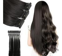 FUIBEJAE Clip nera rapida e senza soluzione di continuità delle estensioni dei capelli 6D delle estensioni dei capelli 6D nelle estensioni dei capelli Soft Can Perm e tingere, 10 righe,30inch