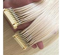FUIBEJAE Estensione dei capelli di 1a generazione 6D per le donne, connessione rapida della scanalatura della macchina 6D ai capelli della testa Capelli, 10 righe 100Strands,Beige,18 INCHES