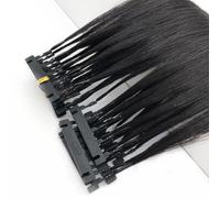 FUIBEJAE Estensione dei capelli umani di seconda generazione 6D Macchina 6D Collegamento rapido senza scanalatura della traccia alla testa Estensione reale dei capelli per le donne 20 righe,A 24inch