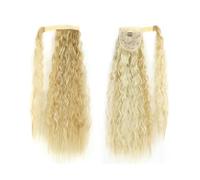 FUIBEJAE Estensioni capelli coda di cavallo 22 pollici, pezzo capelli con clip avvolgente in seta lunga e riccia con colla magica per coda di cavallo.,#22h613
